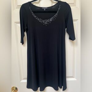 Eileen Fisher 100% Silk Beaded Sequin Collar Tunic Top